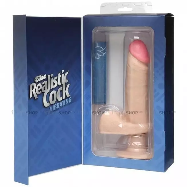 Фаллоимитатор с вибрацией Doc Johnson The Realistic Cock 6” с вибрацией 21.5 см, телесный